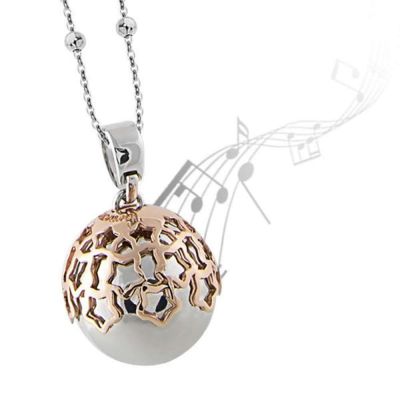 Collana chiama angeli bicolor con ciondolo sonoro e traforo stellato