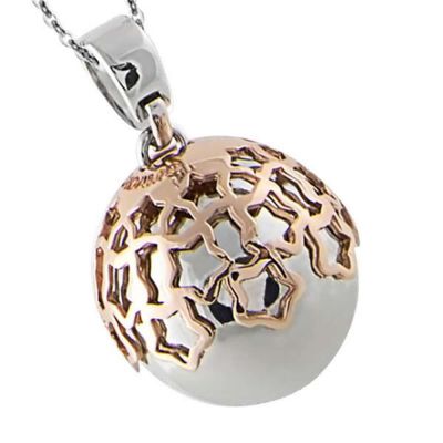 Collana chiama angeli bicolor con ciondolo sonoro e traforo stellato