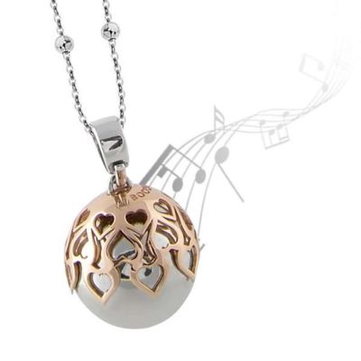 Collana chiama angeli rodiata con ciondolo sonoro